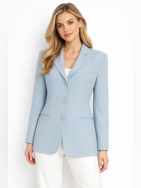 Giorgio Armani Women’s Blazer Light Blue Tailored Jacket Luxe Designer Size 14